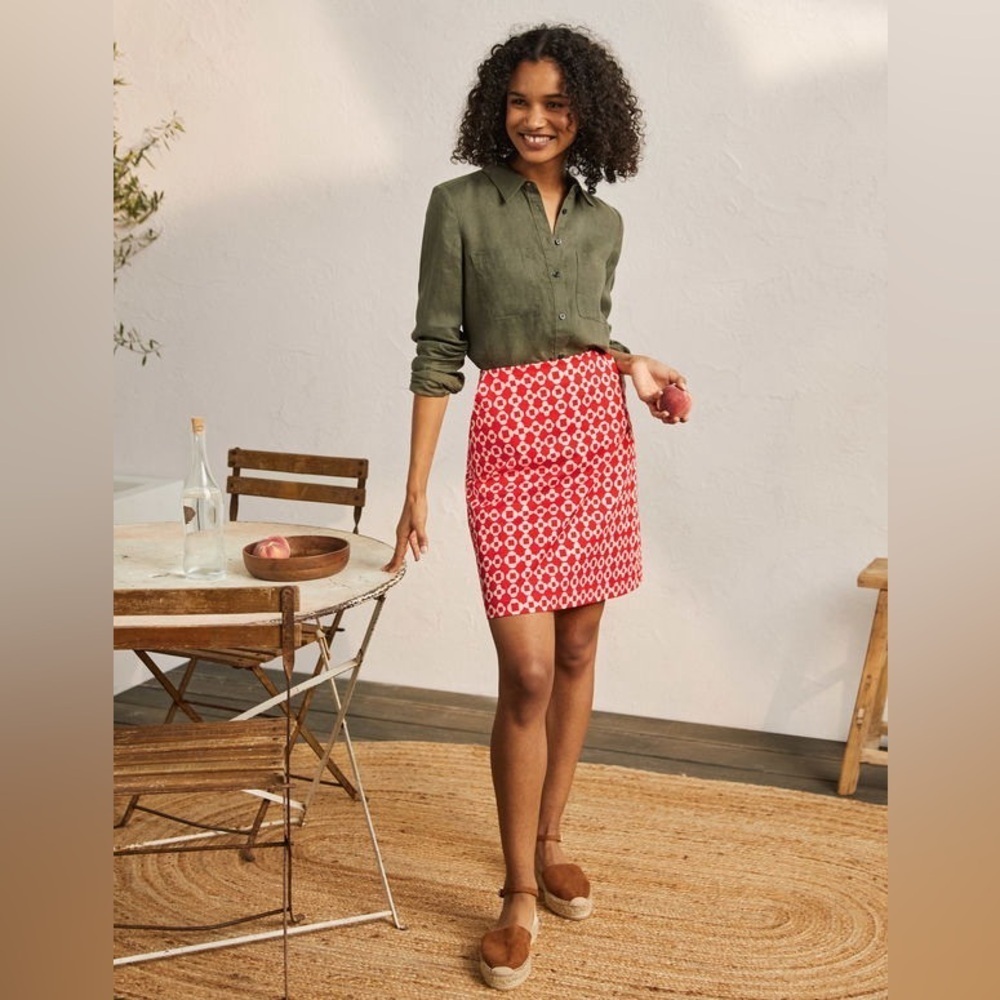 Boden Women’s Red Pink Geometric Pattern A Line Skirt Sz 14L office siren